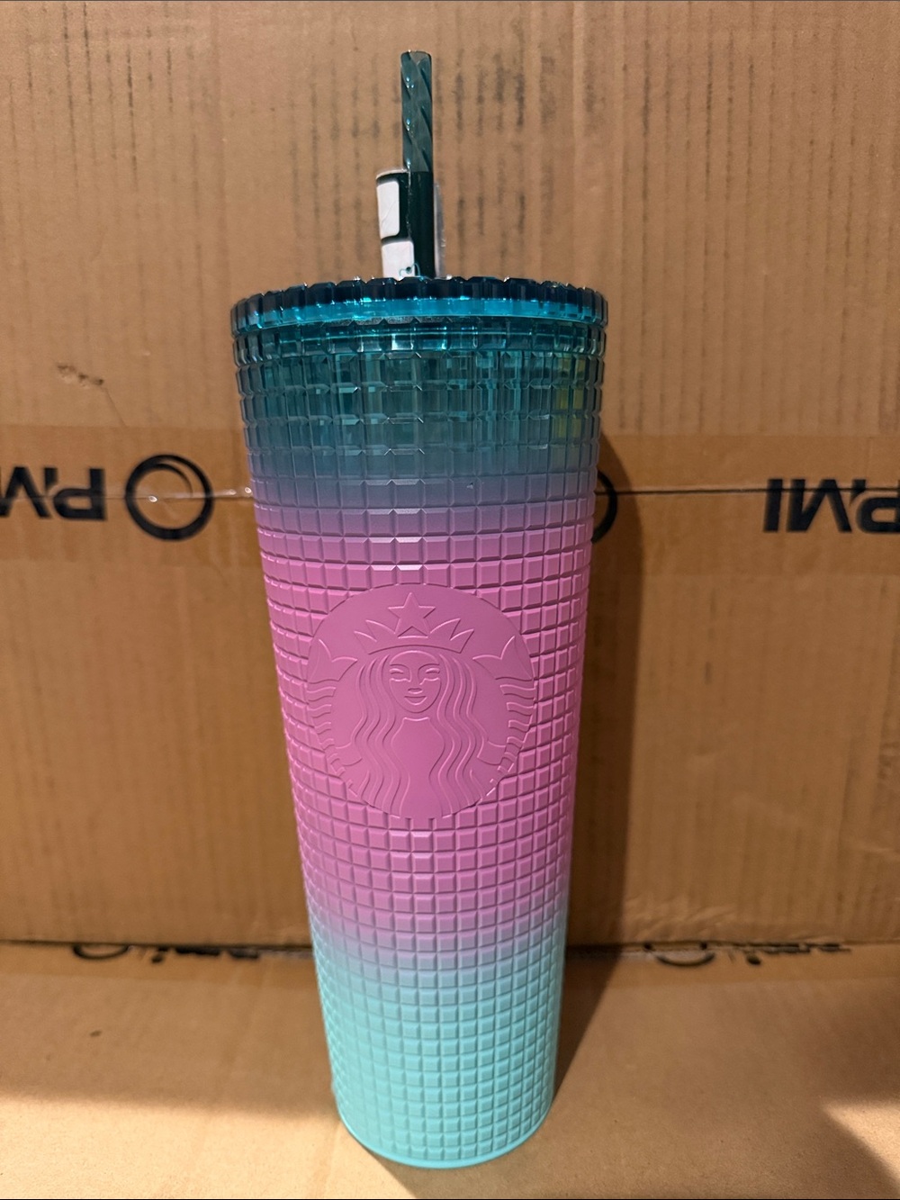 Starbucks Pink to Teal Ombre Studded Tumbler with Straw